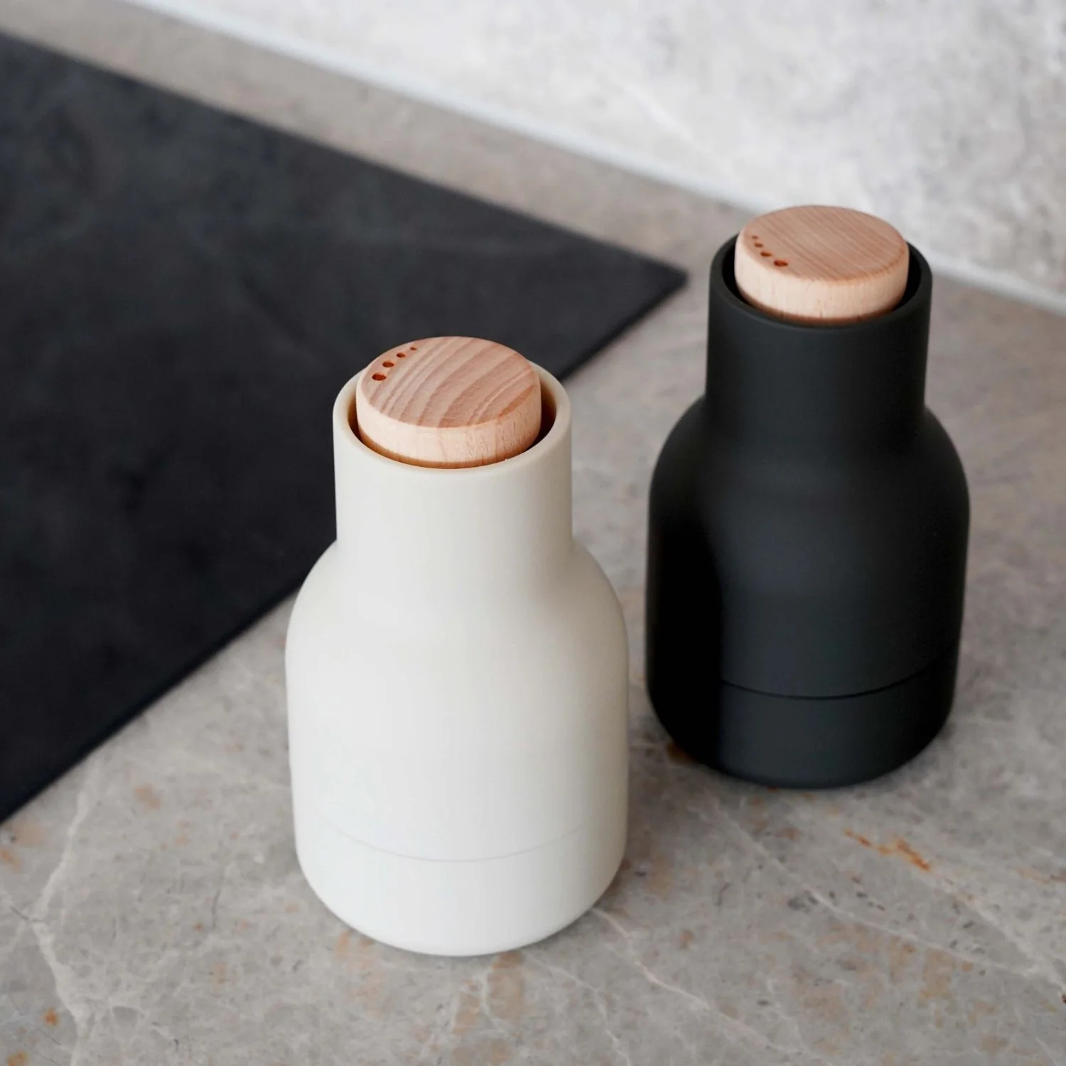 AUDO CPH Salt and Pepper Bottle Grinders Set, Small, Ash/Carbon w/ Beech Lid - Image 2