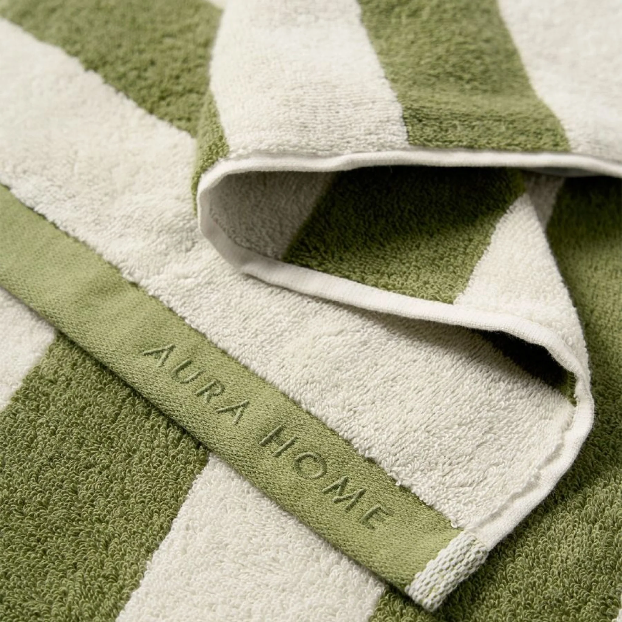 AURA HOME Riviera Stripe Bath Sheet, Caper - Image 4