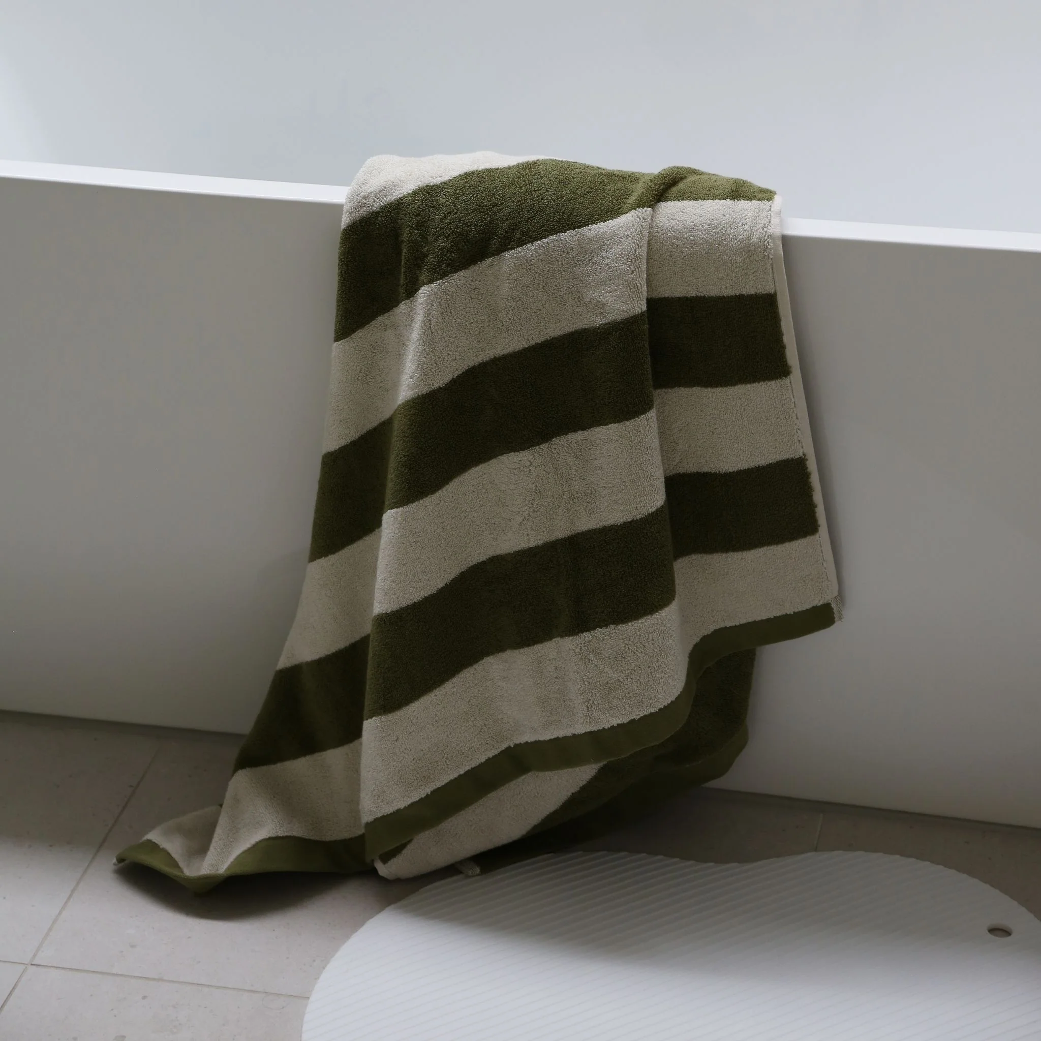 AURA HOME Riviera Stripe Bath Sheet, Caper - Image 2