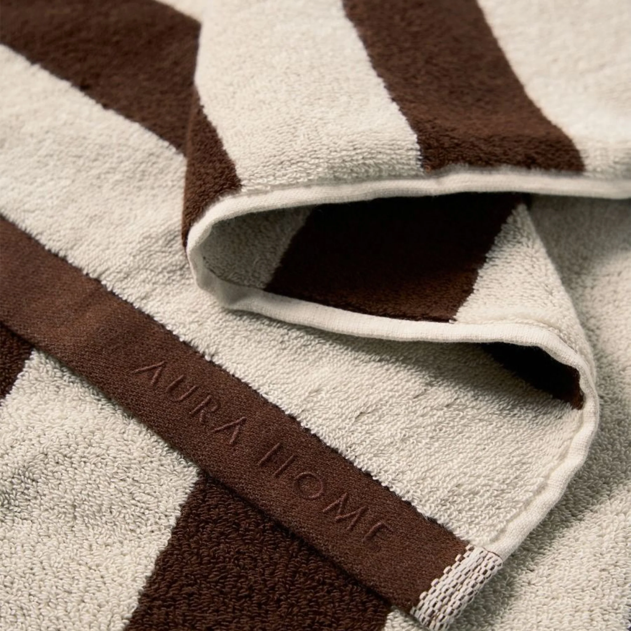 AURA HOME Riviera Stripe Bath Sheet, Chocolate - Image 3