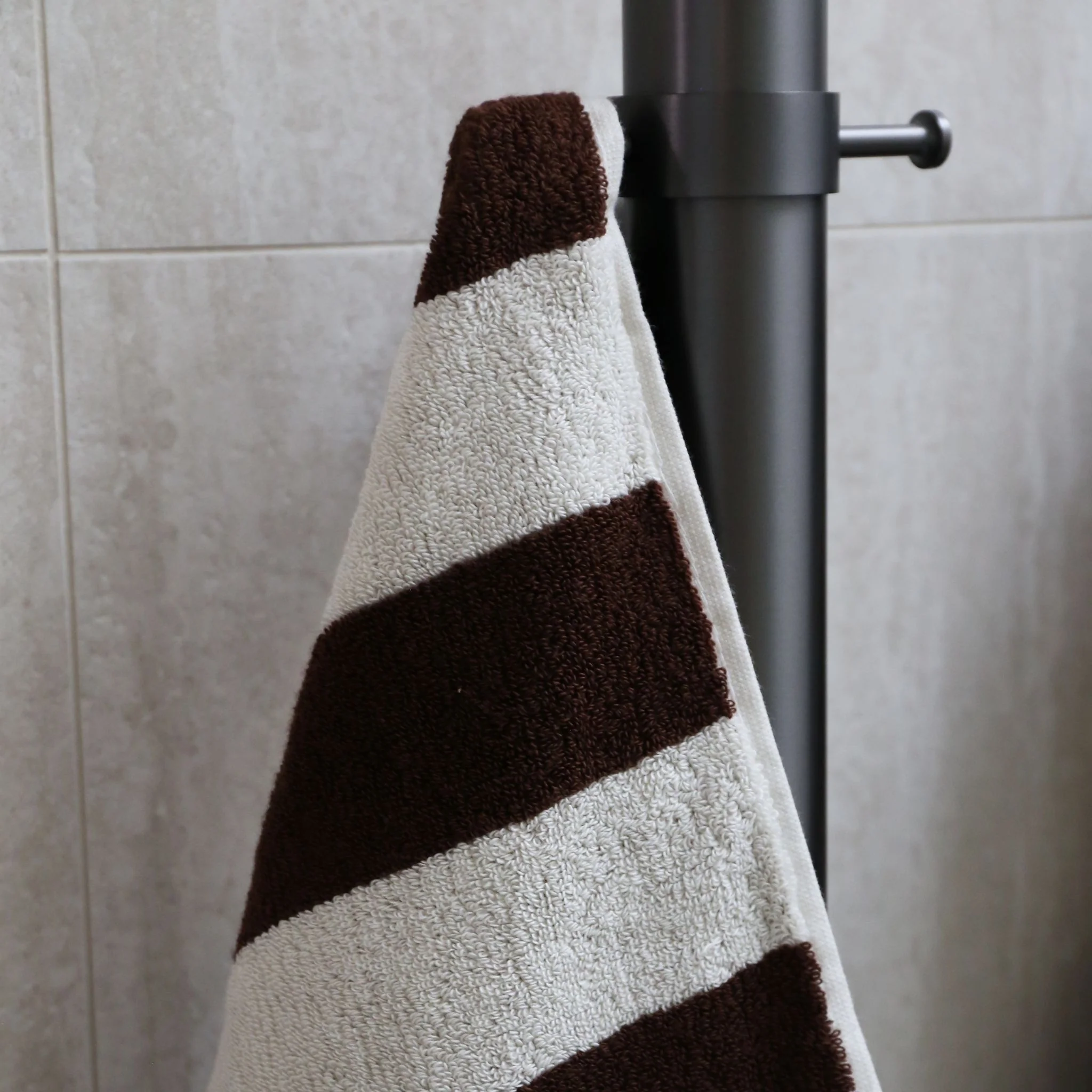 AURA HOME Riviera Stripe Bath Towel, Chocolate - Image 6