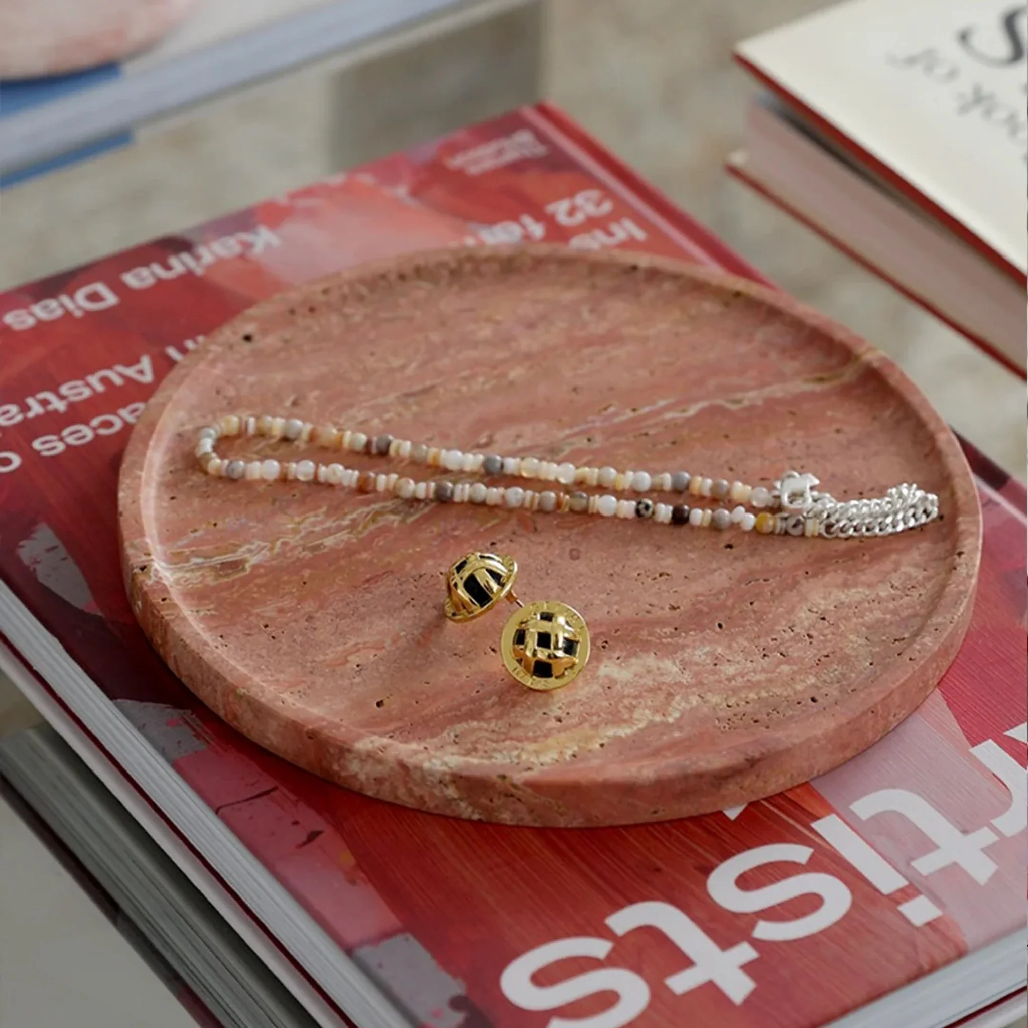 BLACK BLAZE Linea Slim Tray, D20cm, Red Travertine - Image 3