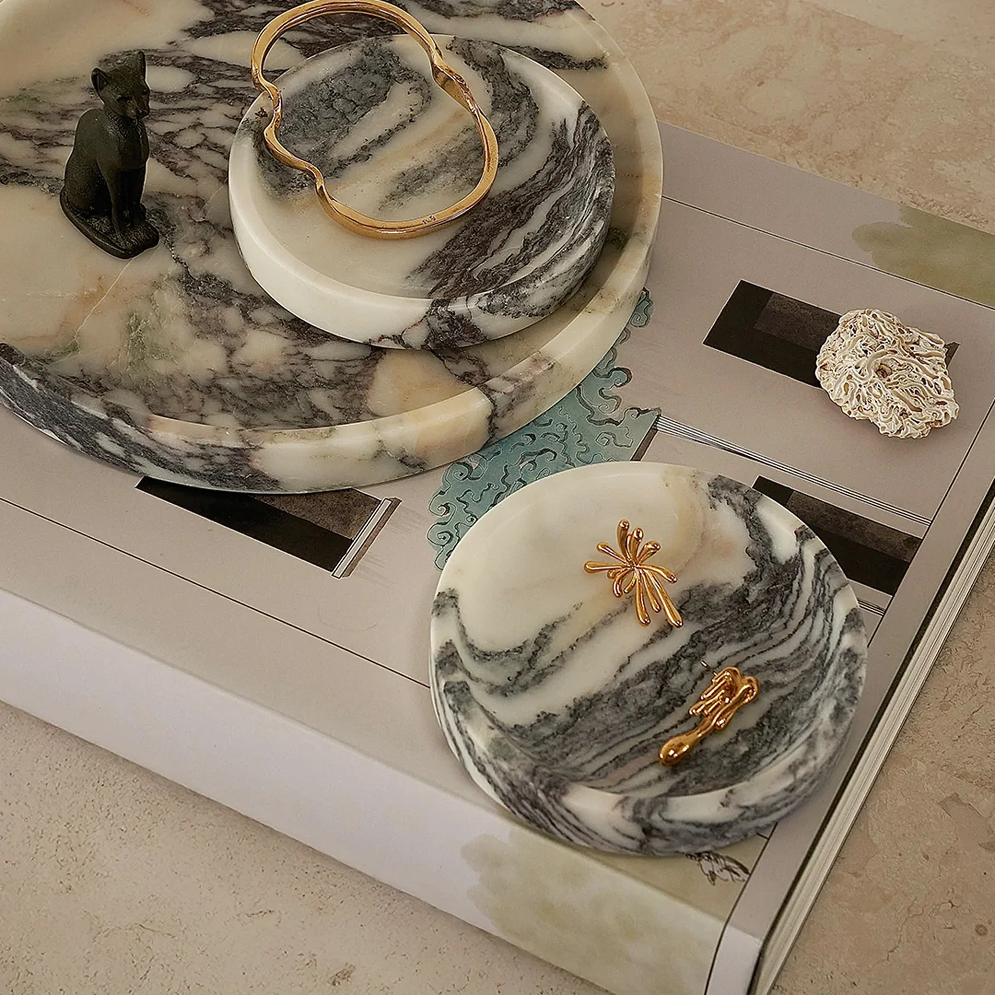 BLACK BLAZE Linea Small Marble Dish, D10cm, Calacatta Viola - Image 3