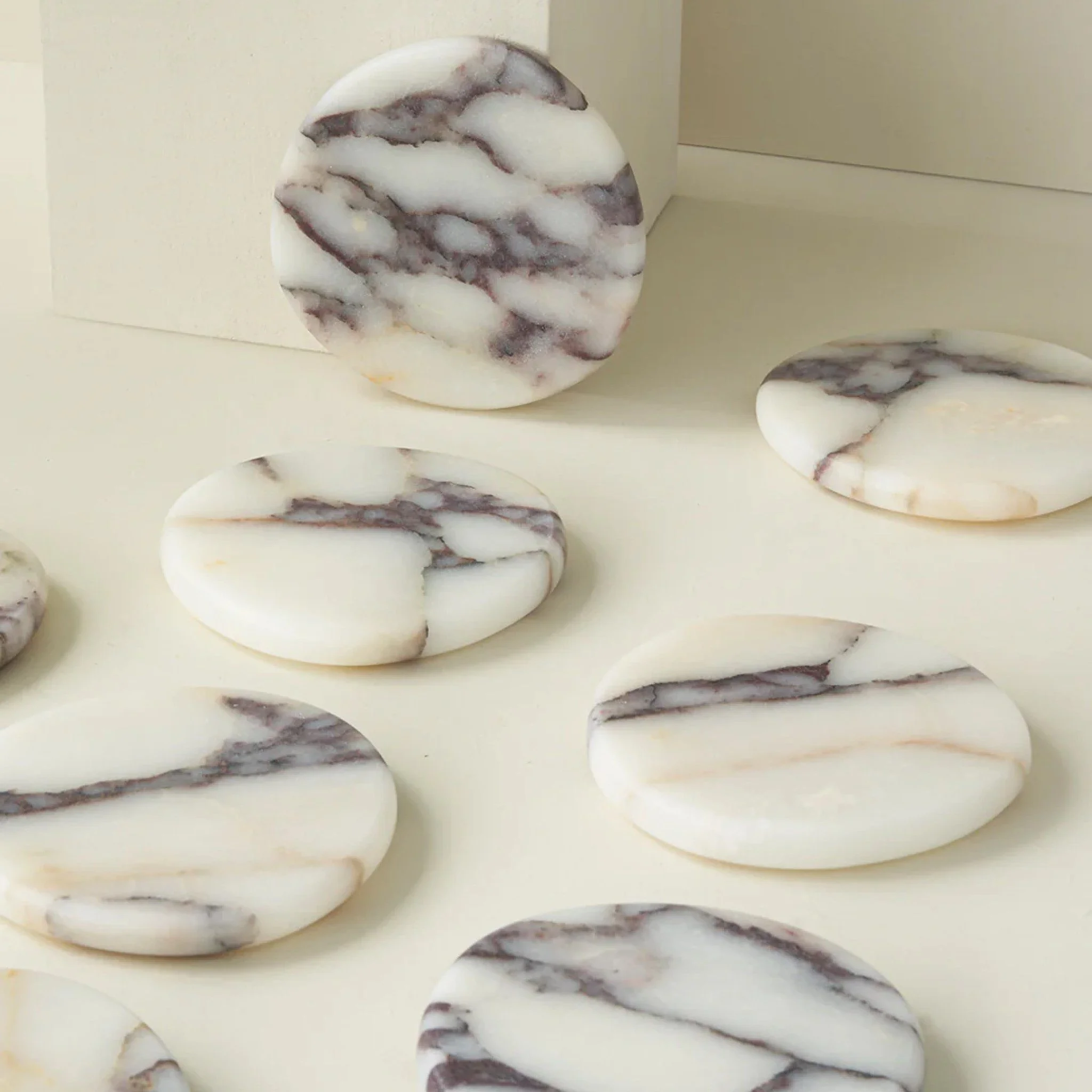BLACK BLAZE Stone Coasters, Calacatta Viola (Set of 2)