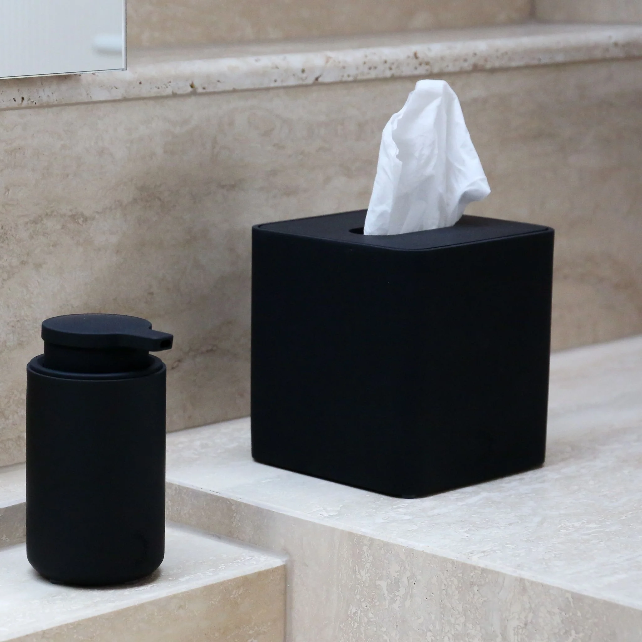 DESIGNSTUFF ARC Square Tissue Box, Black - Image 3