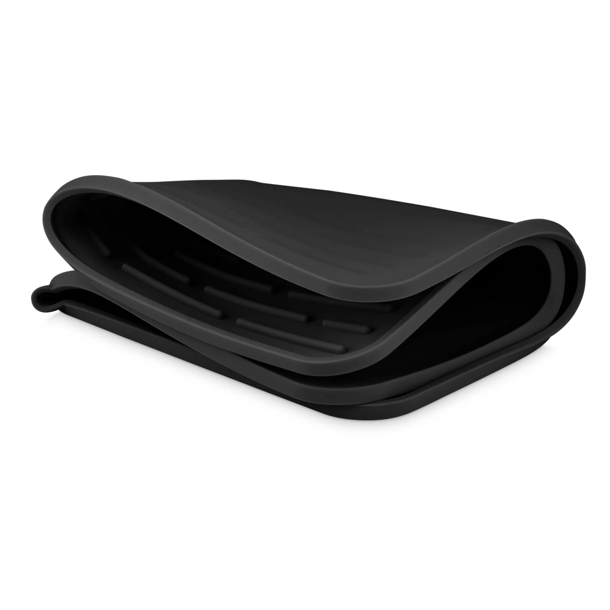 DESIGNSTUFF DRIP Folding Silicone Drying Mat Large w/ Drainage Mouth, Black - Image 6