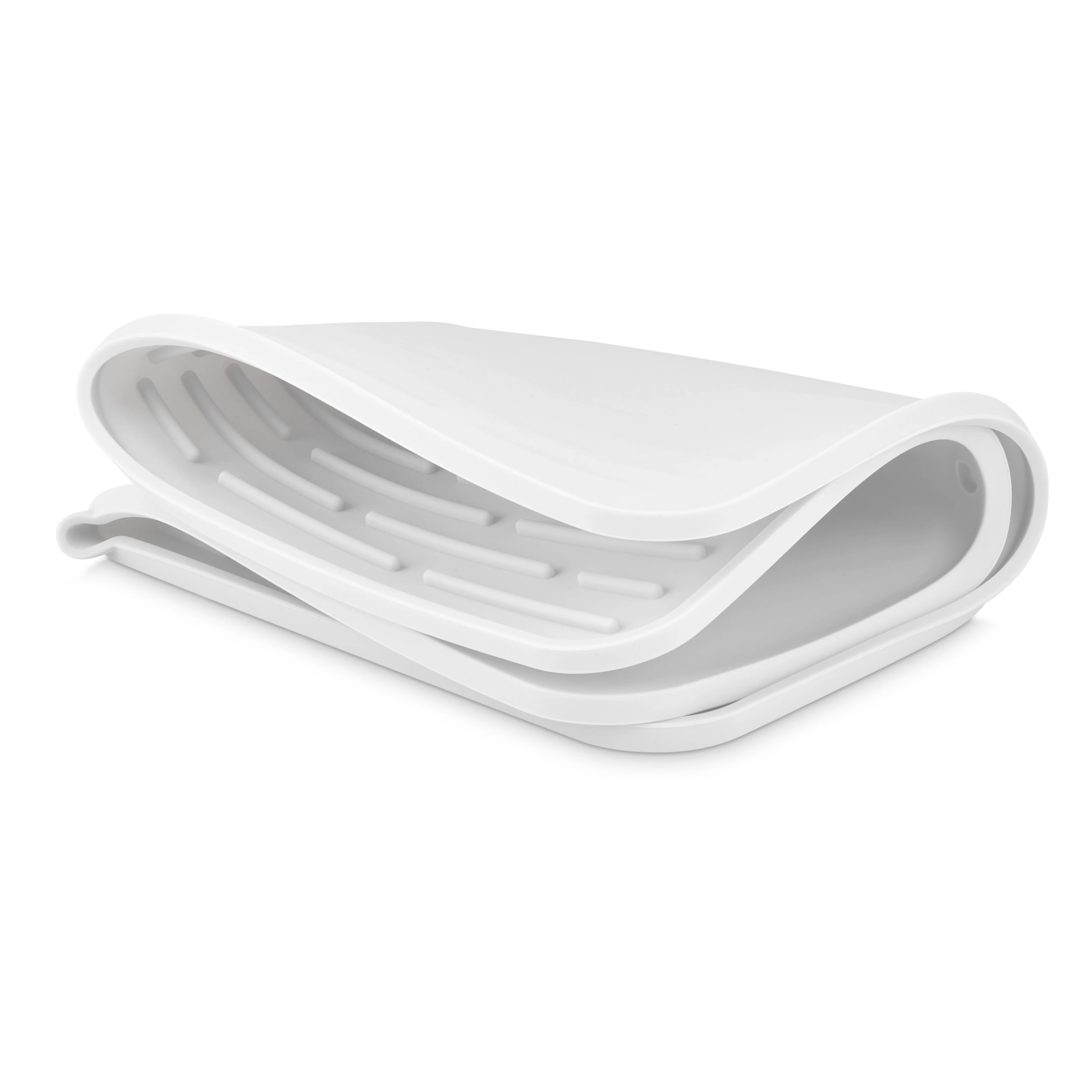DESIGNSTUFF DRIP Folding Silicone Drying Mat Large w/ Drainage Mouth, Light Grey - Image 4