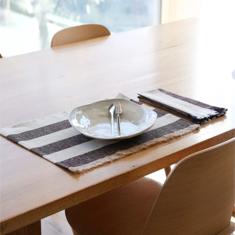 DESIGNSTUFF Napkin w/Fringe, Coffee Bean/Light Grey (Set of 2) - Image 9