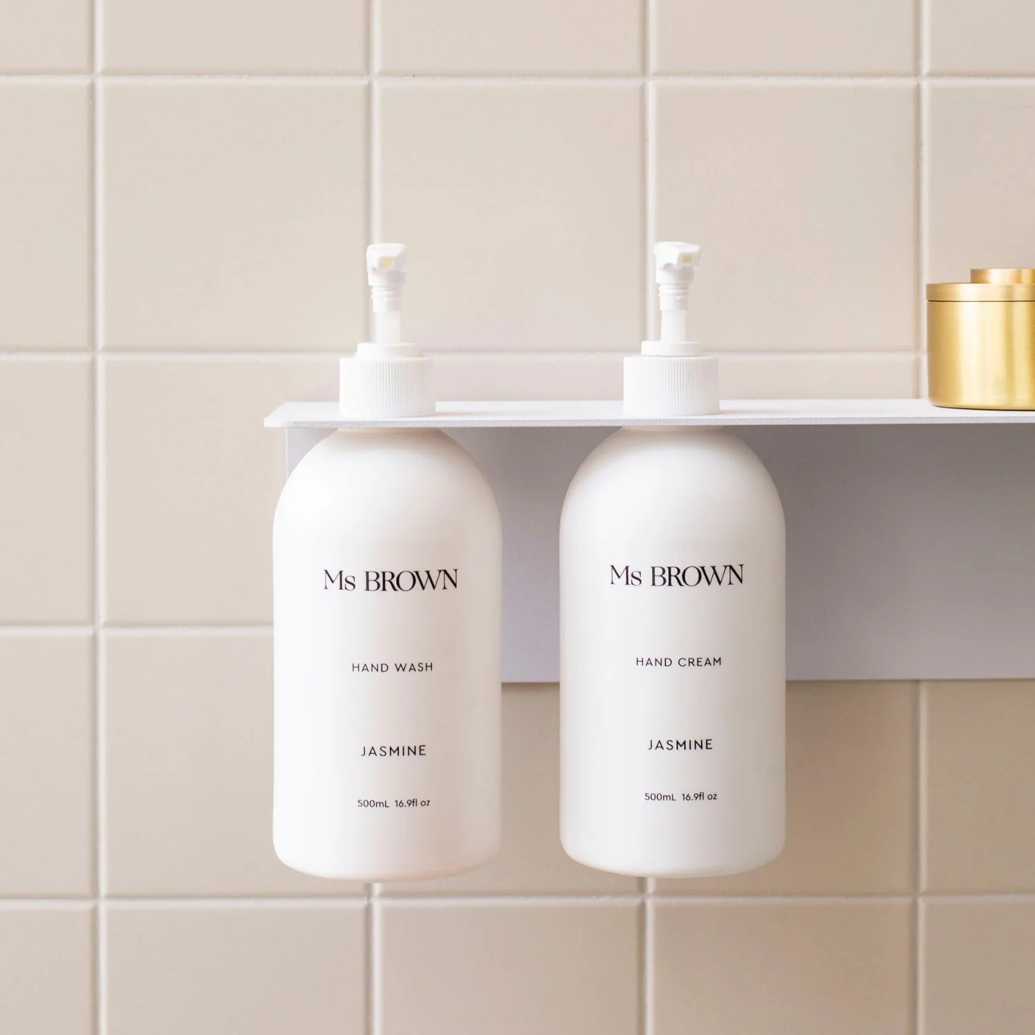DESIGNSTUFF Shelf w/ Dual Soap Dispenser Holder, L40 cm, White - Image 4
