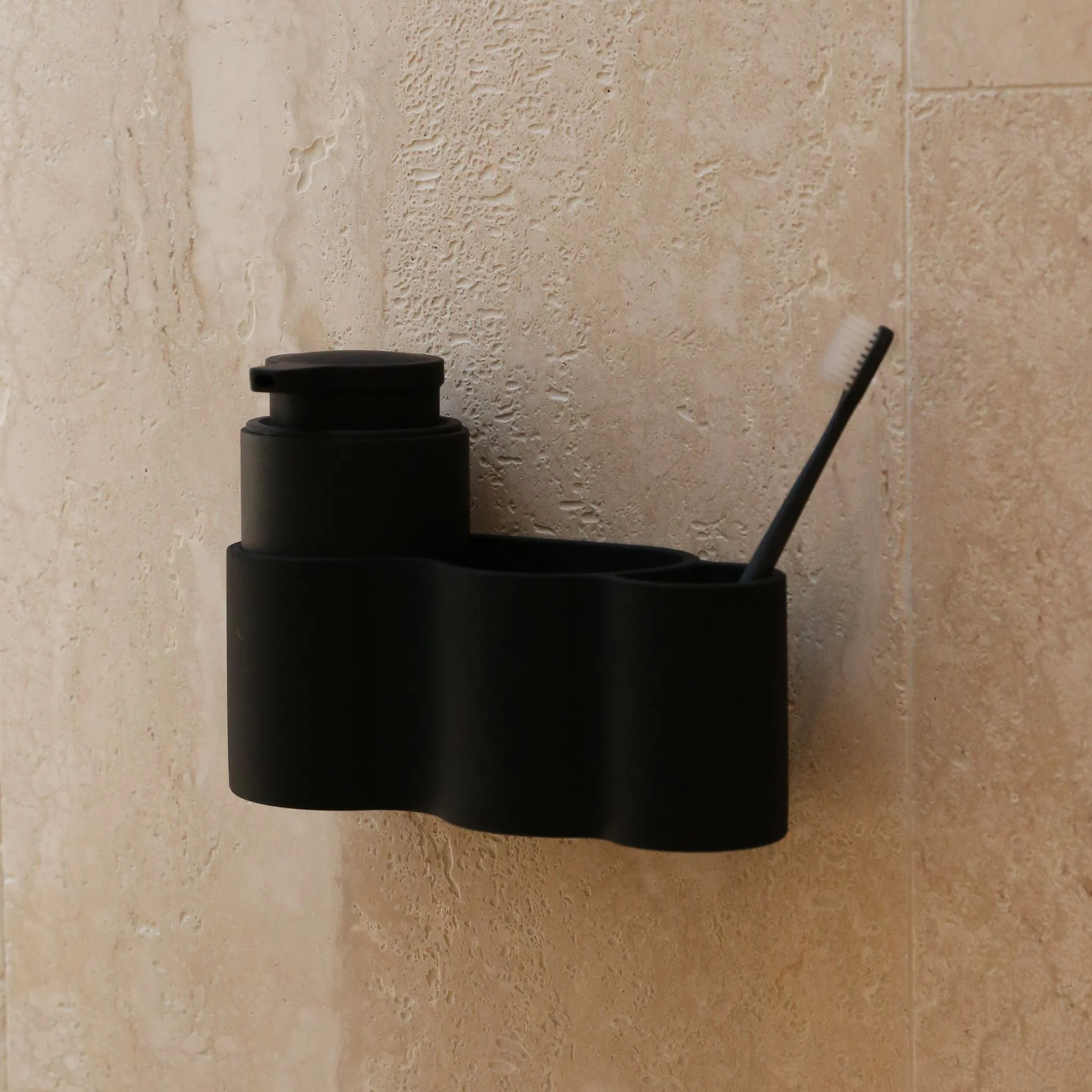 DESIGNSTUFF CURV Shower Caddy, Silicone/Adhesive, Black - Image 3