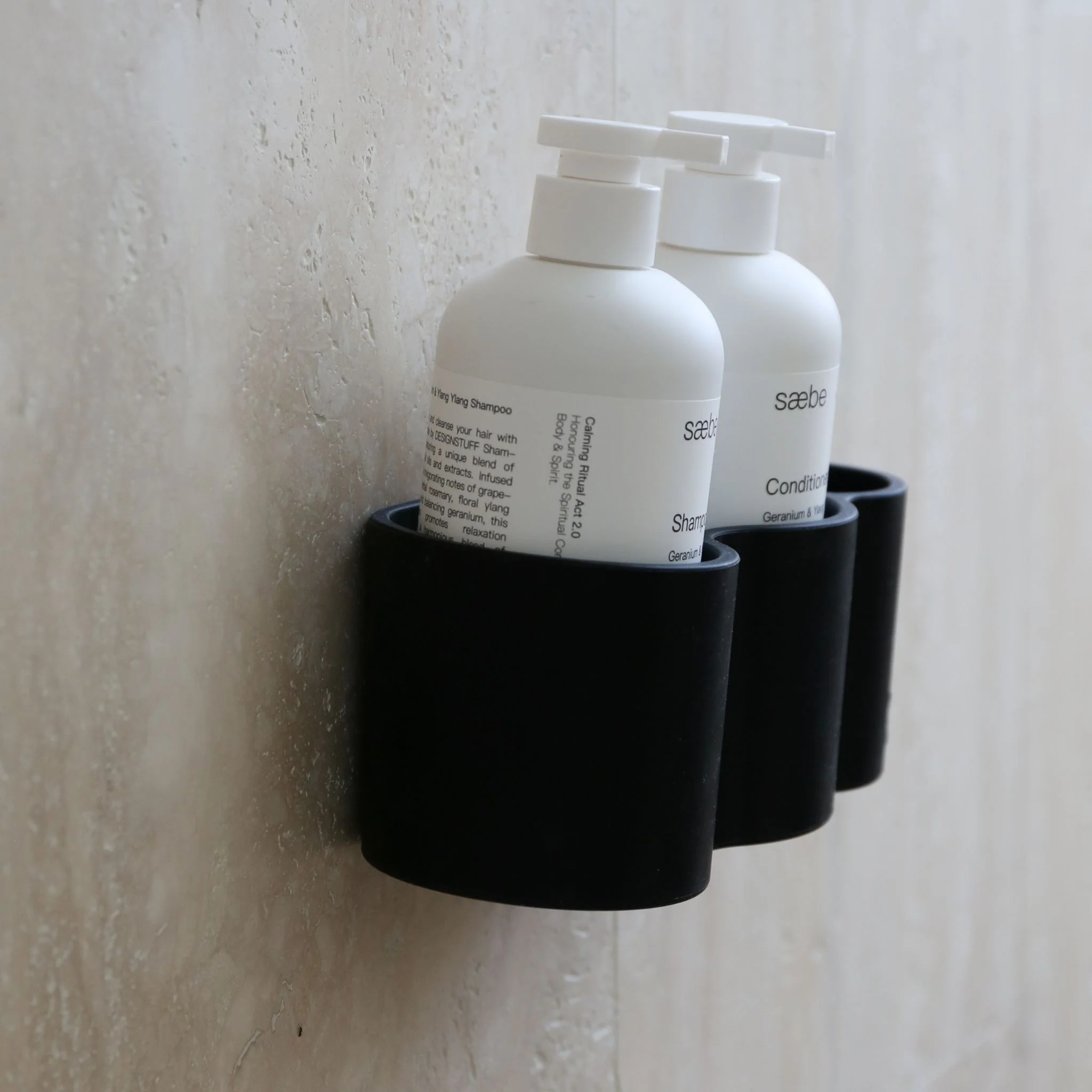 DESIGNSTUFF CURV Shower Caddy, Silicone/Adhesive, Black - Image 6