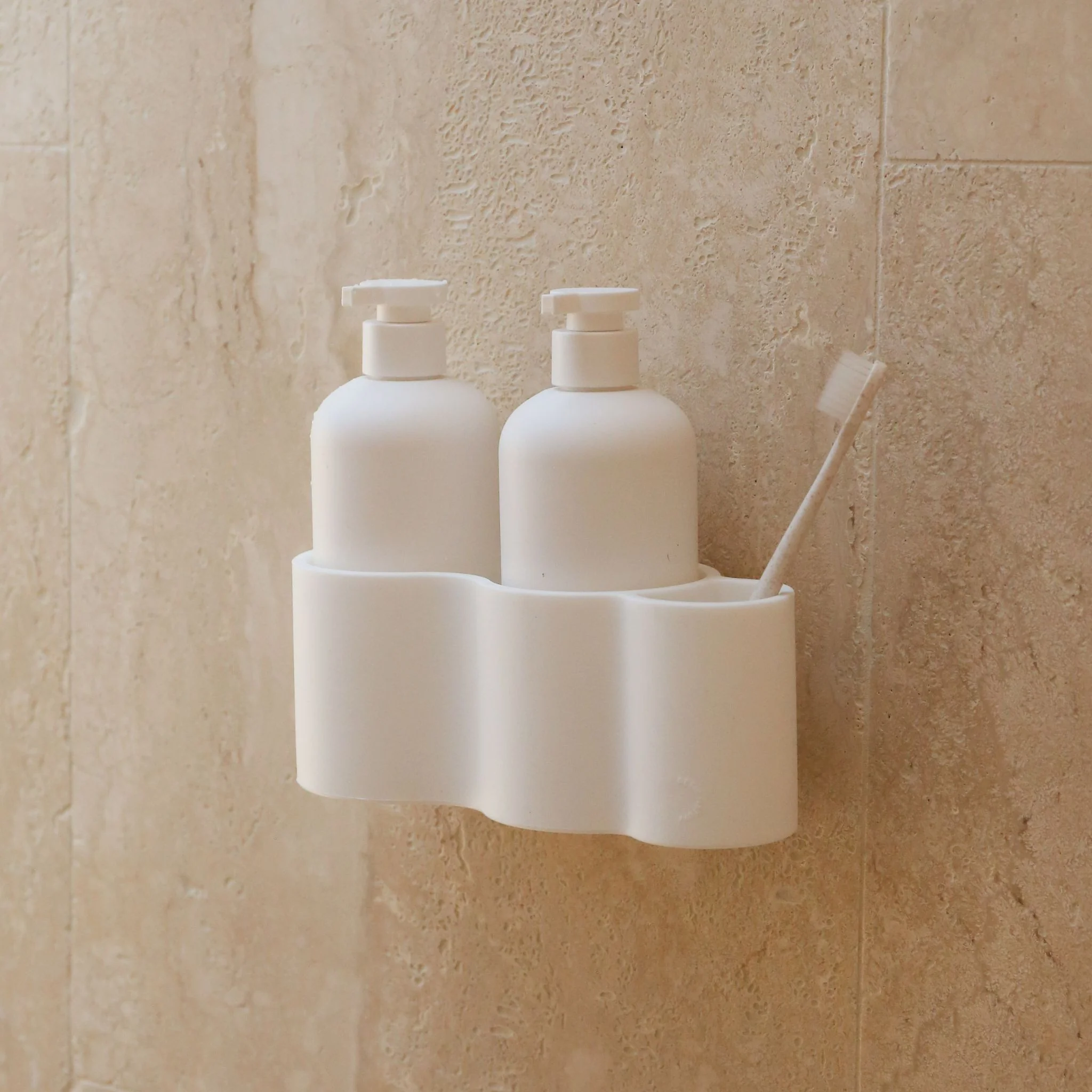 DESIGNSTUFF CURV Shower Caddy, Silicone/Adhesive, White - Image 5