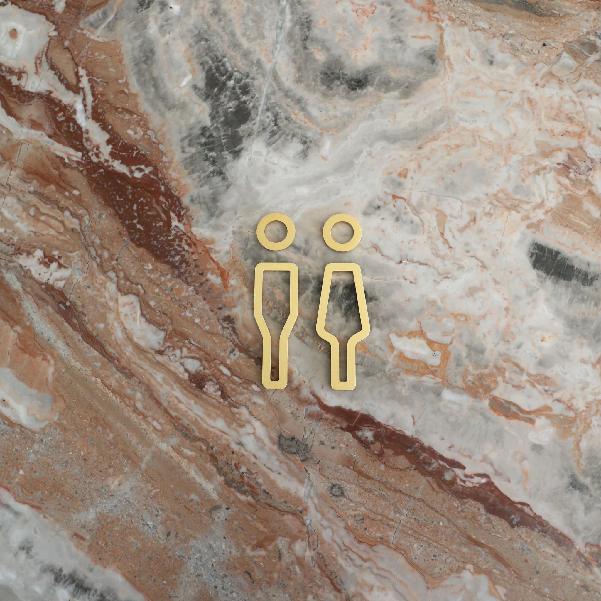 DESIGNSTUFF Signage, Restroom, Her/Him, Brushed Brass - Image 6