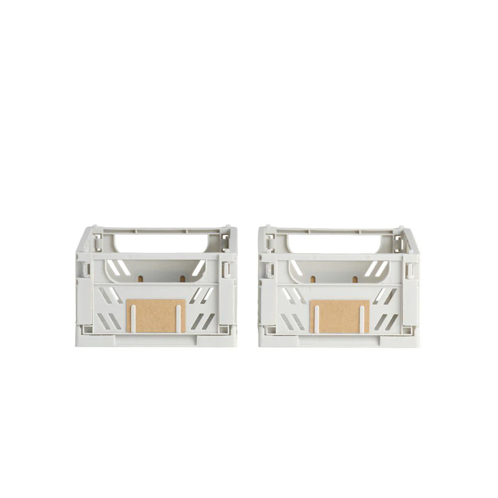 DESIGNSTUFF Slant Collapsible Crate, S, 25x16cm, Grey (Set of 2) - Image 2