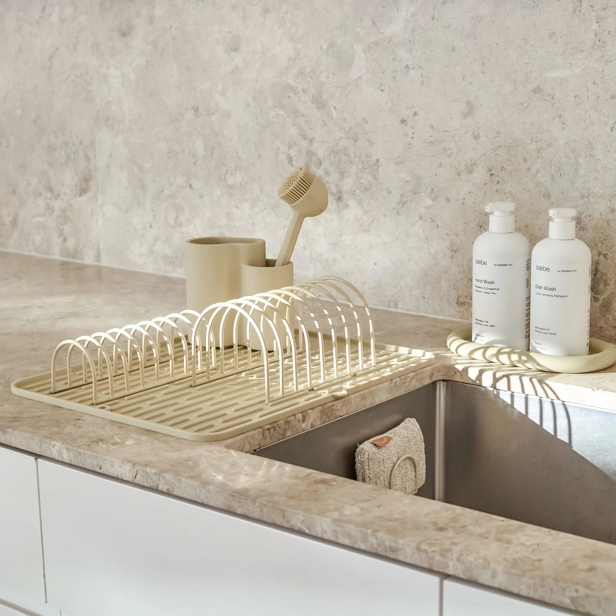 DESIGNSTUFF DRIP Store-All Cutlery Drainer/Holder, Sand - Image 7