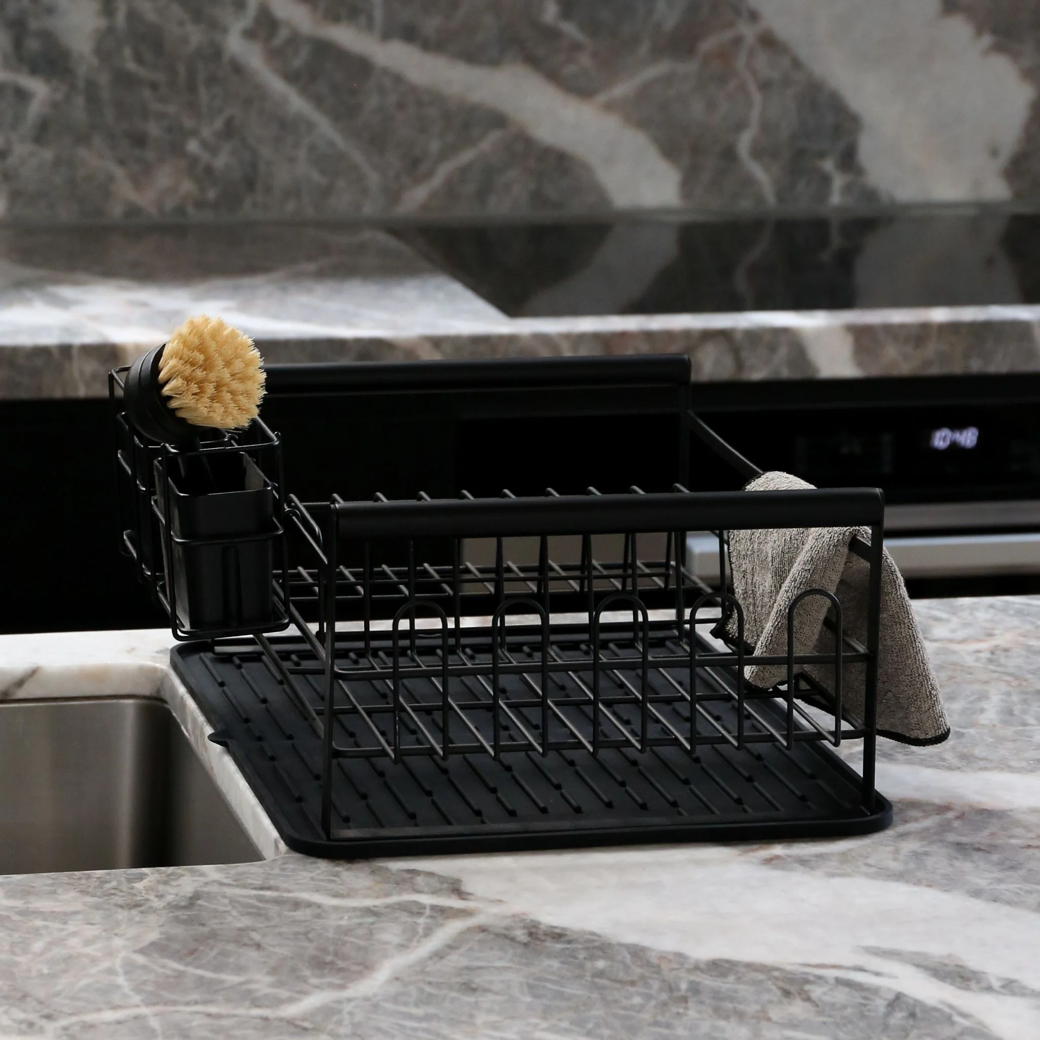 DESIGNSTUFF The Frame Dish Rack with Removable Utensil Holders, Black - Image 7