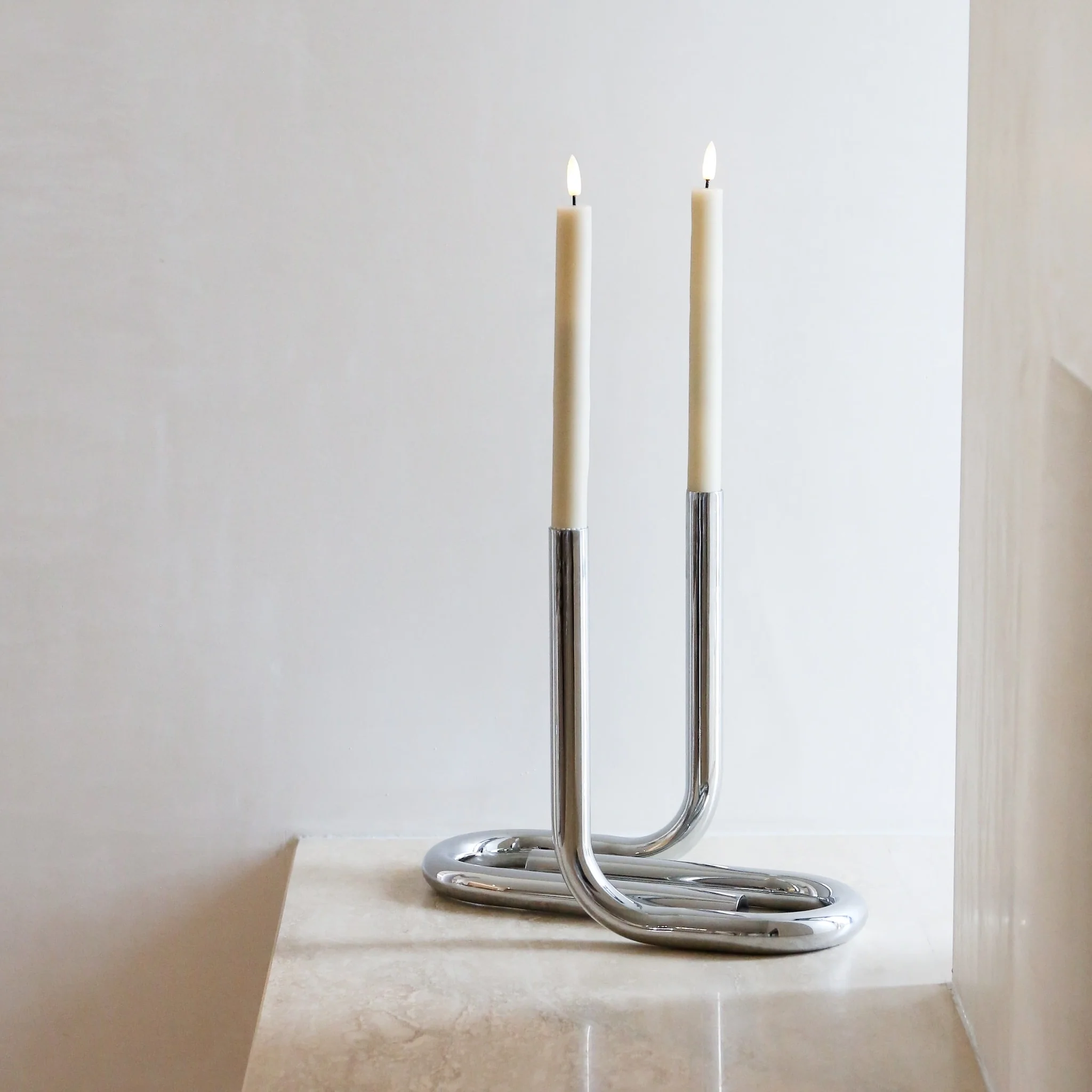 DESIGNSTUFF VIAH Candle Holder, Chrome - Image 3