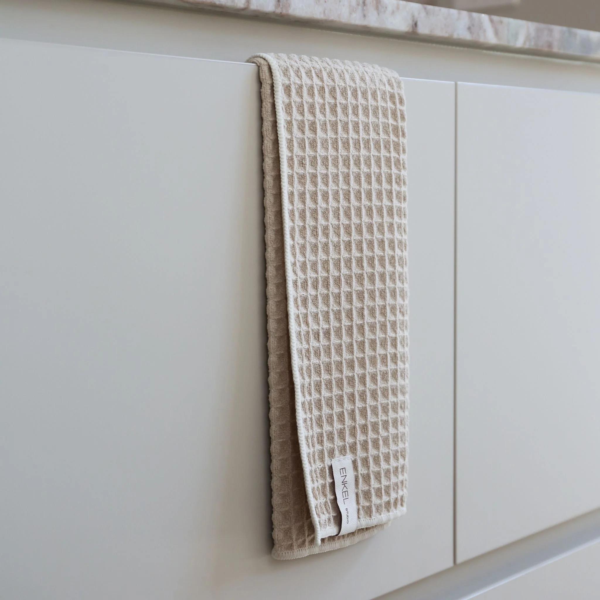ENKEL STUDIO Dry Tea Towels, Waffle Microfibre, Sand/Caramel (Set of 2) - Image 7