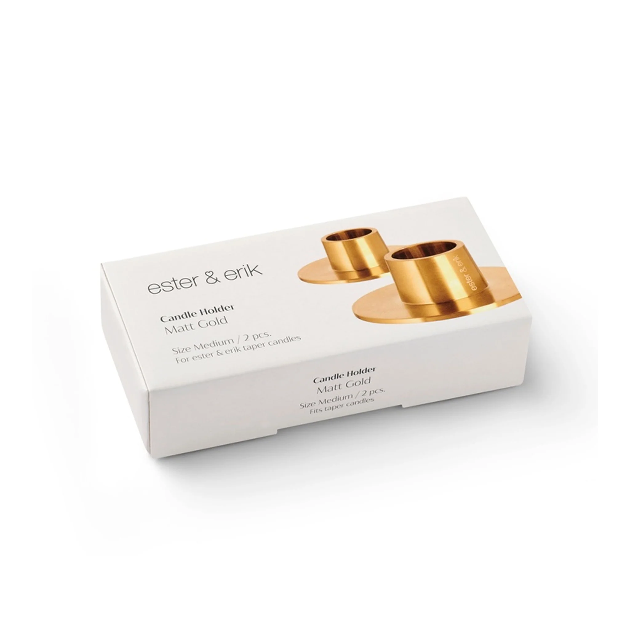 ESTER & ERIK Candle Holder, Matt Gold (Set of 2) - Image 5