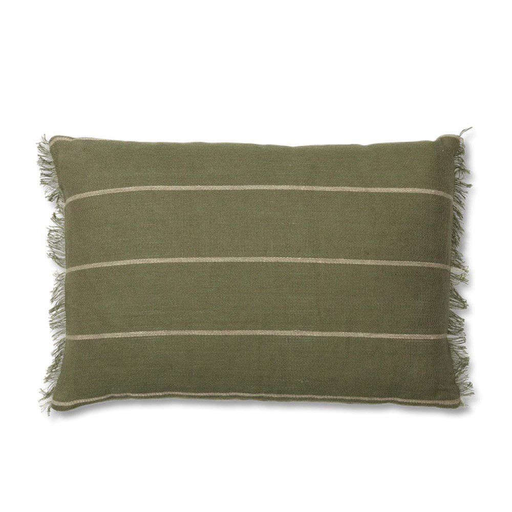 FERM LIVING Calm Cushion, Rectangular, Olive/Off-White - Image 2