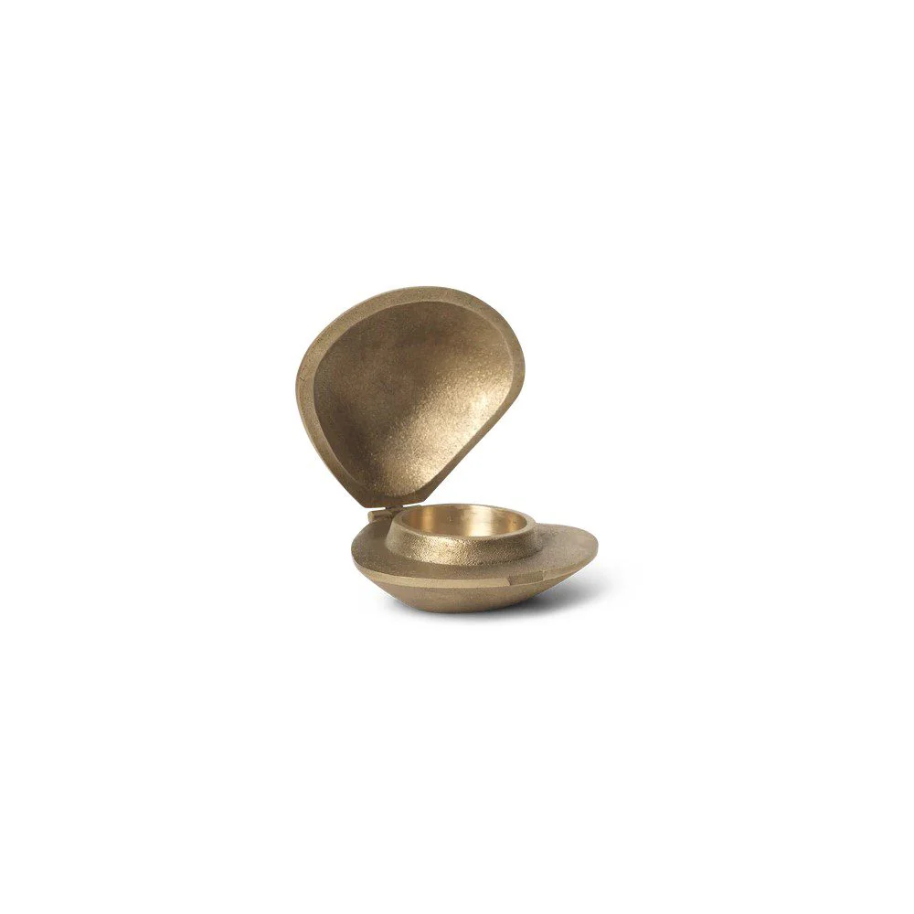 FERM LIVING Clam Tealight Candle Holder, Brass - Image 6