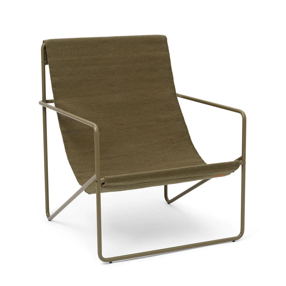 FERM LIVING Desert Indoor Outdoor Lounge Chair, Olive/Olive