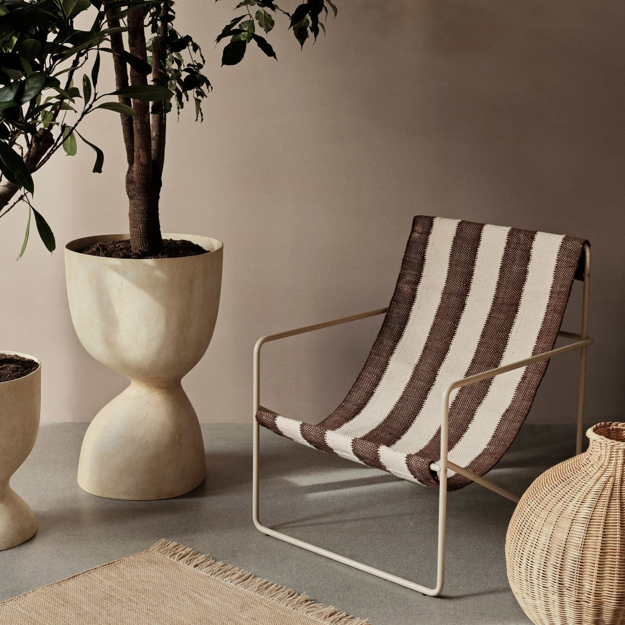 FERM LIVING Desert Lounge Chair, Cashmere/Off-White/Chocolate - Image 2