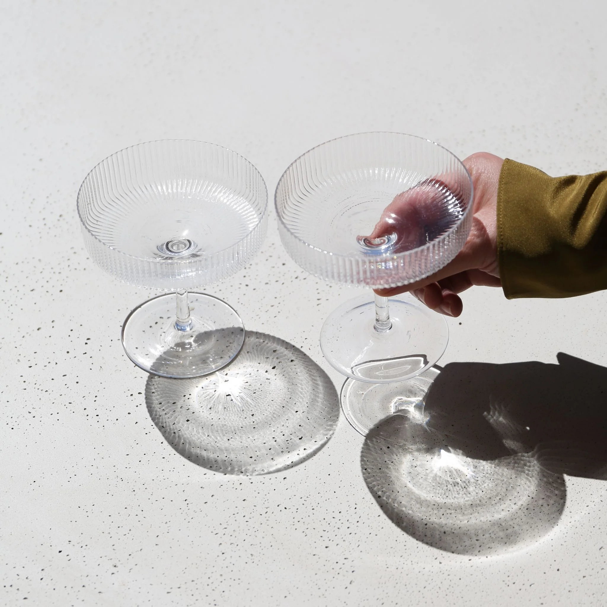 FERM LIVING Ripple Cocktail Glass Champagne Saucers, Clear (Set of 2) - Image 3