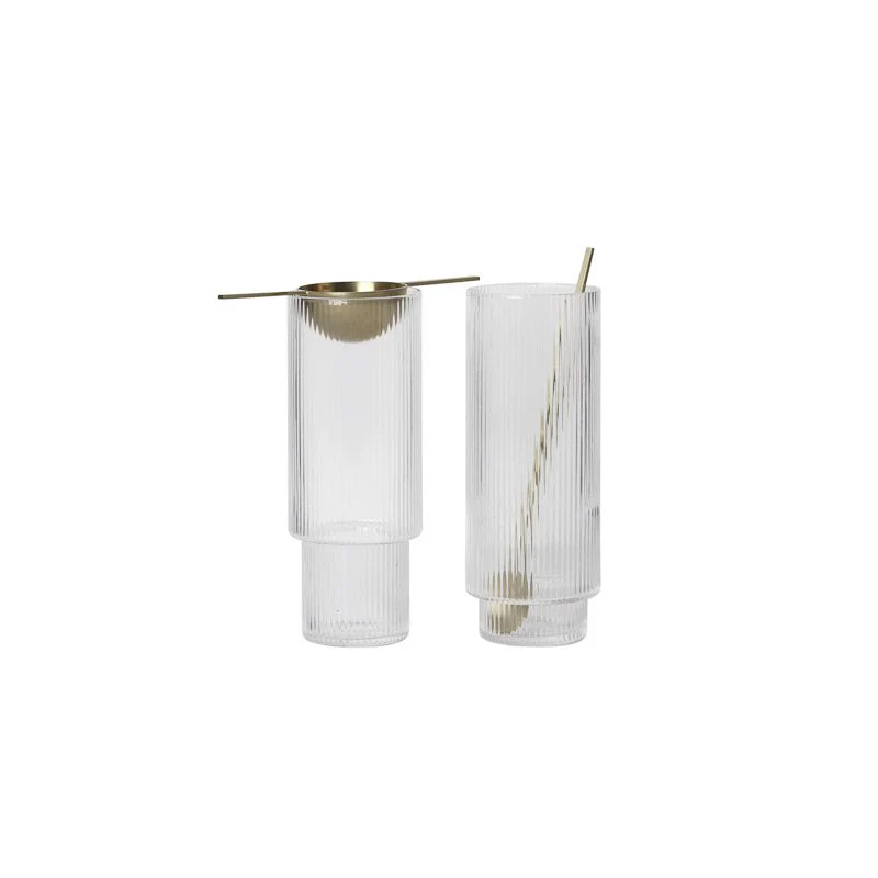 FERM LIVING Ripple Long Drink Glasses, Clear (Set of 4) - Image 4