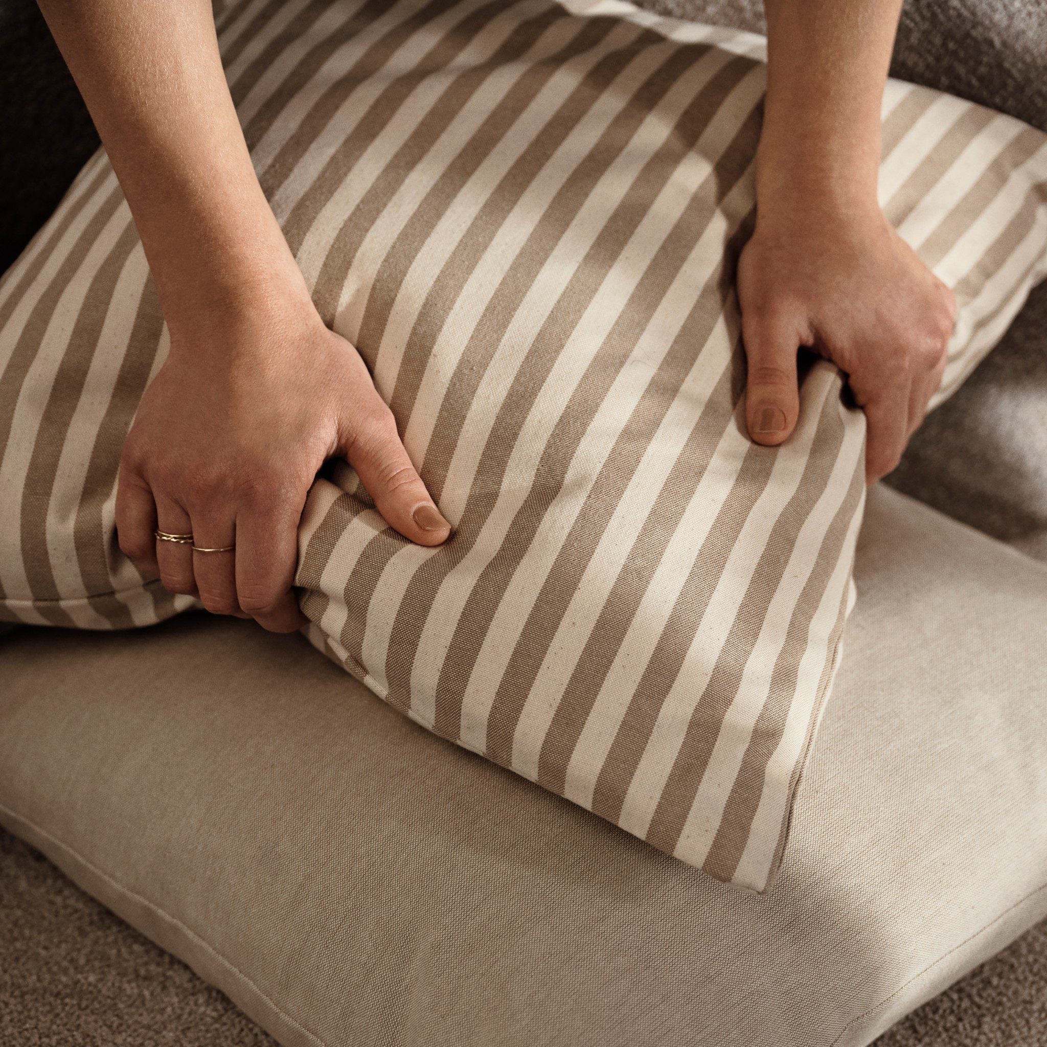 FERM LIVING Strand Outdoor Cushion, Sand/Off-White - Image 2