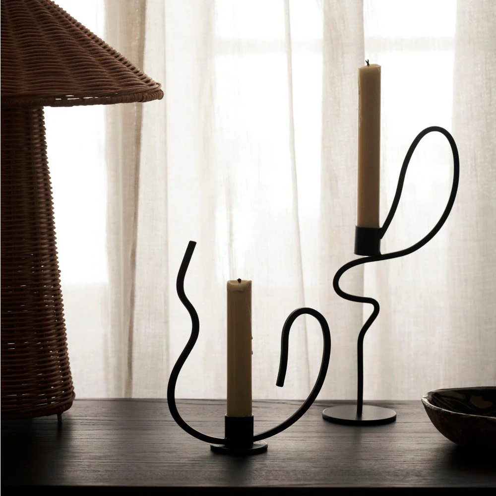 FERM LIVING Valse Candle Holder, Black, Low - Image 3