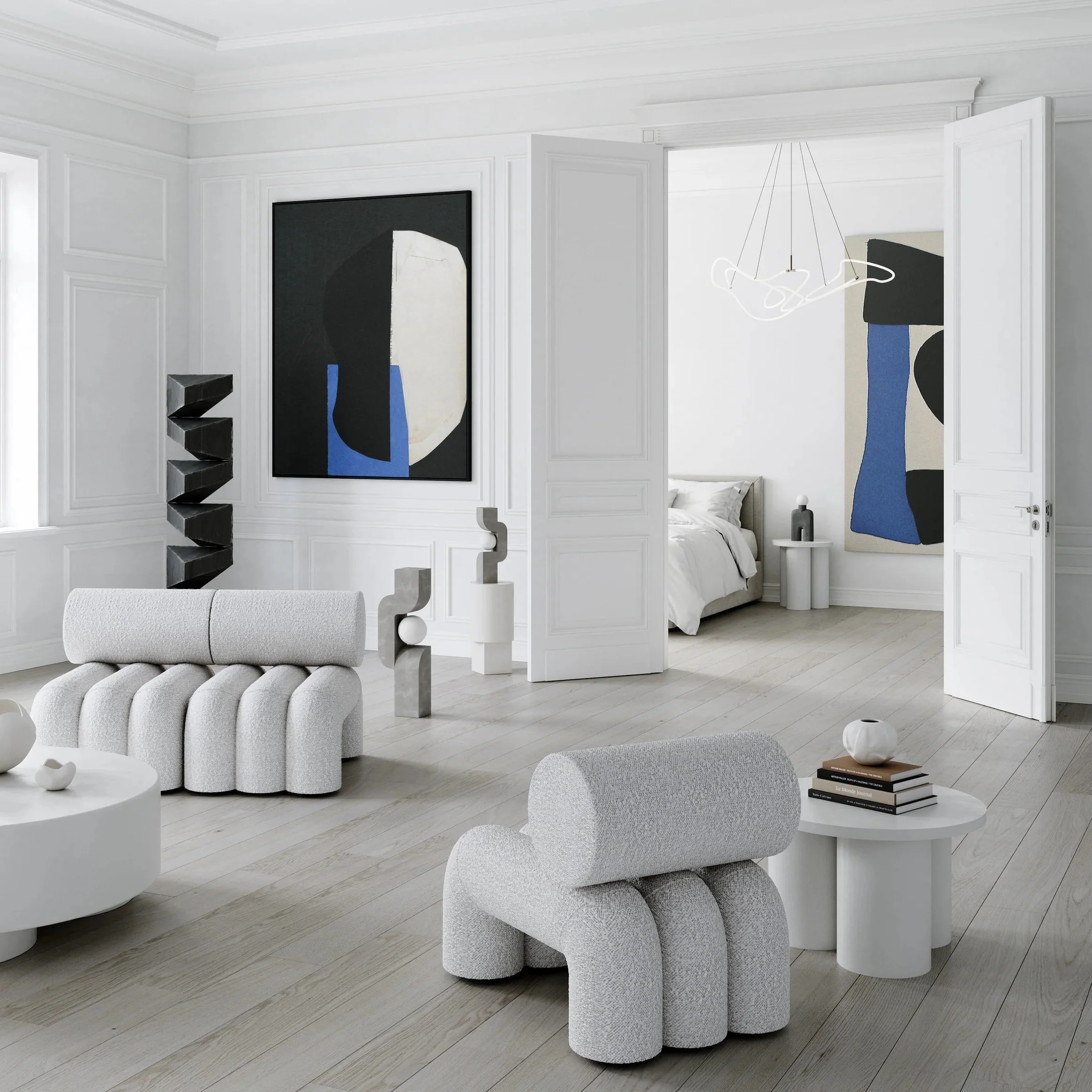 101 COPENHAGEN Foku Lounge Chair, Off-White Bouclé - Image 2
