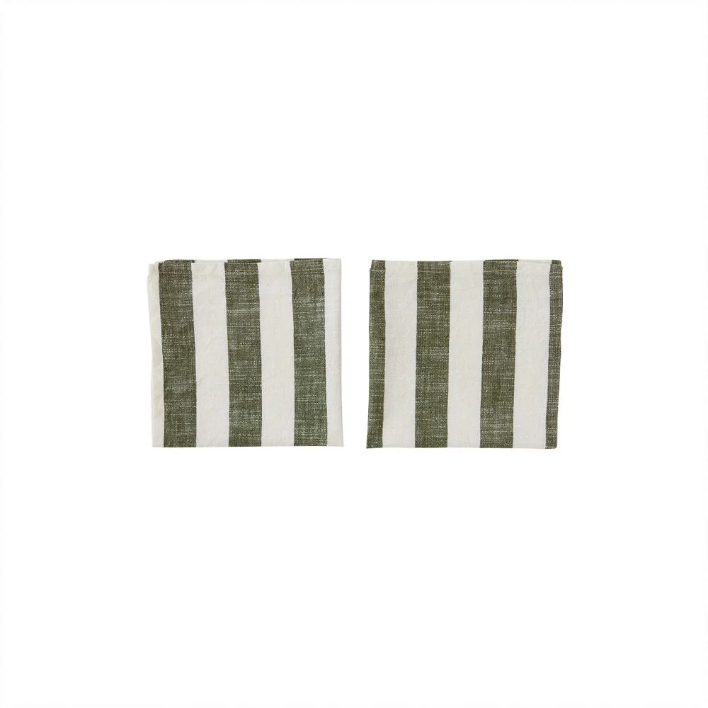 OYOY Striped Napkin, Olive (Set of 2) - Image 3