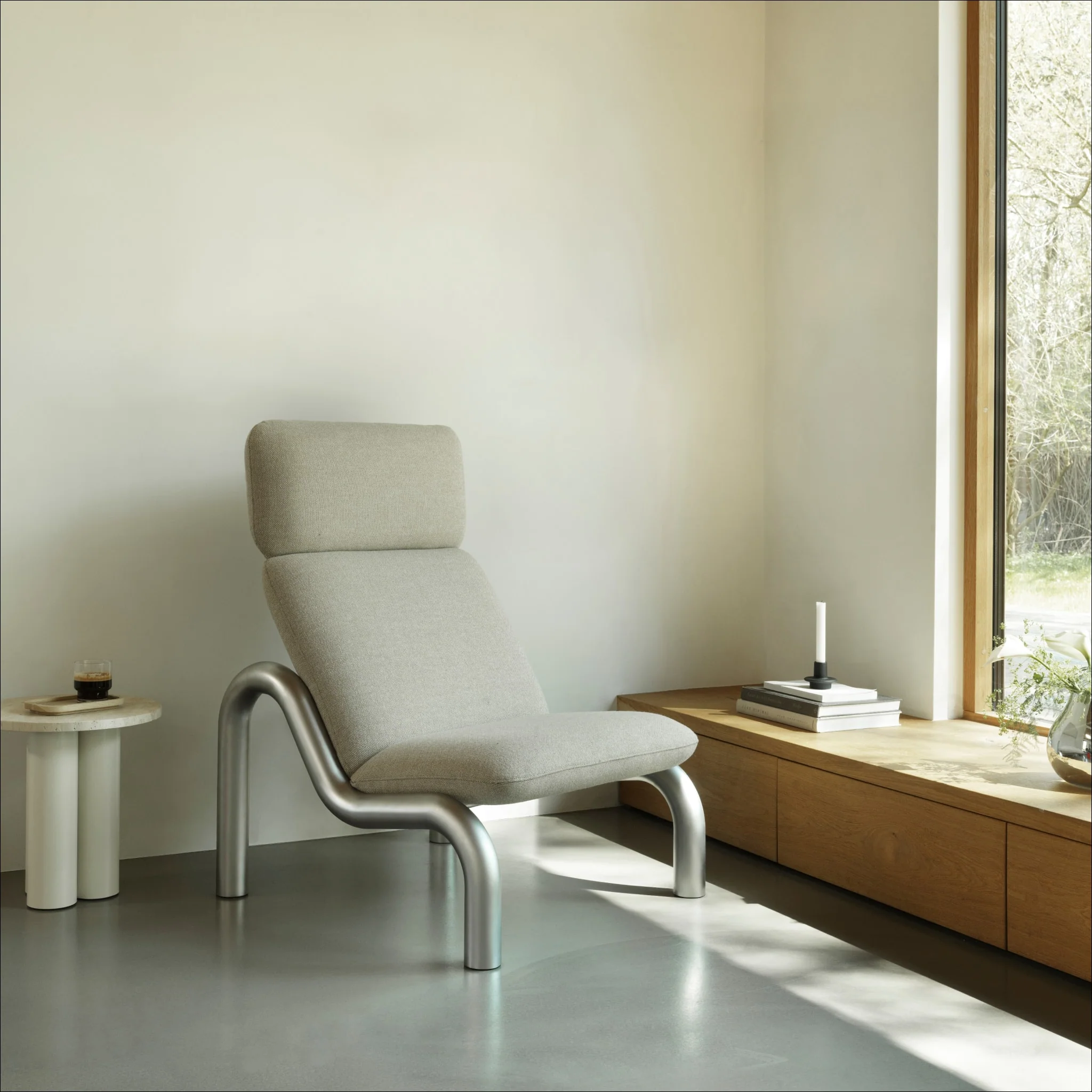 PRE-ORDER │ NORMANN COPENHAGEN Tube Lounge Chair, Stainless Steel/Hallingdal 103 - Image 2