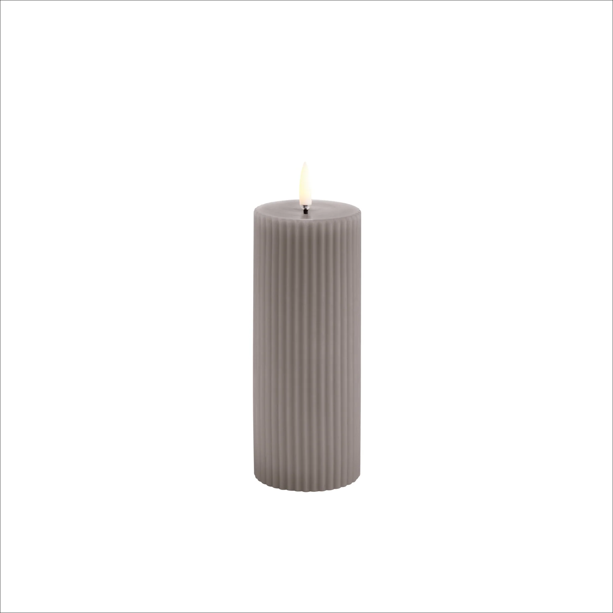 UYUNI Flameless Pillar Candle, Medium H15.2cm, Sandstone Ribbed Wax - Image 3