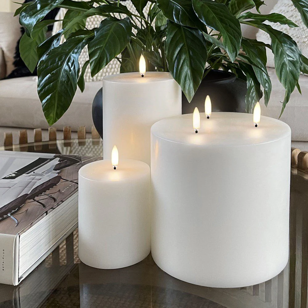UYUNI LIGHTING Flameless Pillar Candle, Nordic White, W7.8 x H20cm - Image 6
