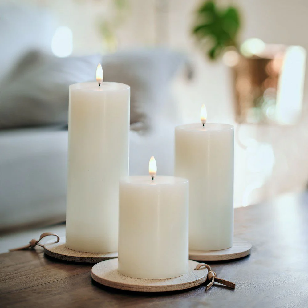 UYUNI LIGHTING Flameless Pillar Candle, Nordic White, W7.8 x H10cm - Image 4