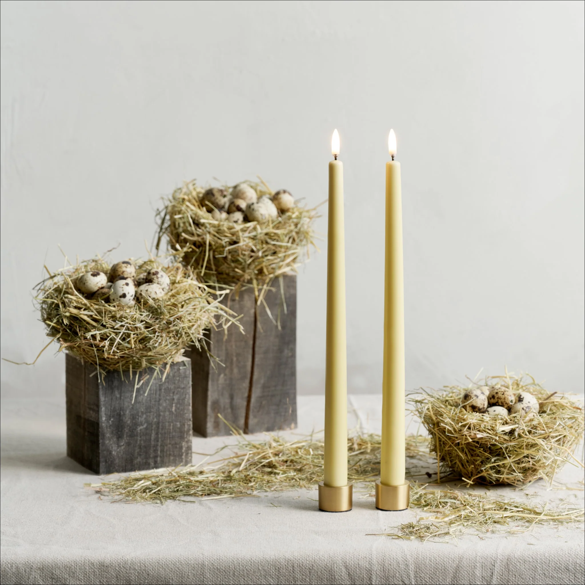 UYUNI Metal Taper Candle Holders, Matte Brass (Set of 2) - Image 3