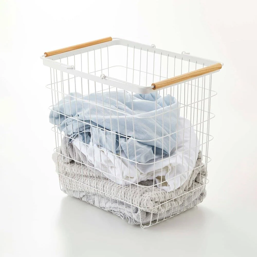 YAMAZAKI Tosca Laundry Wire Basket Large, White - Image 5