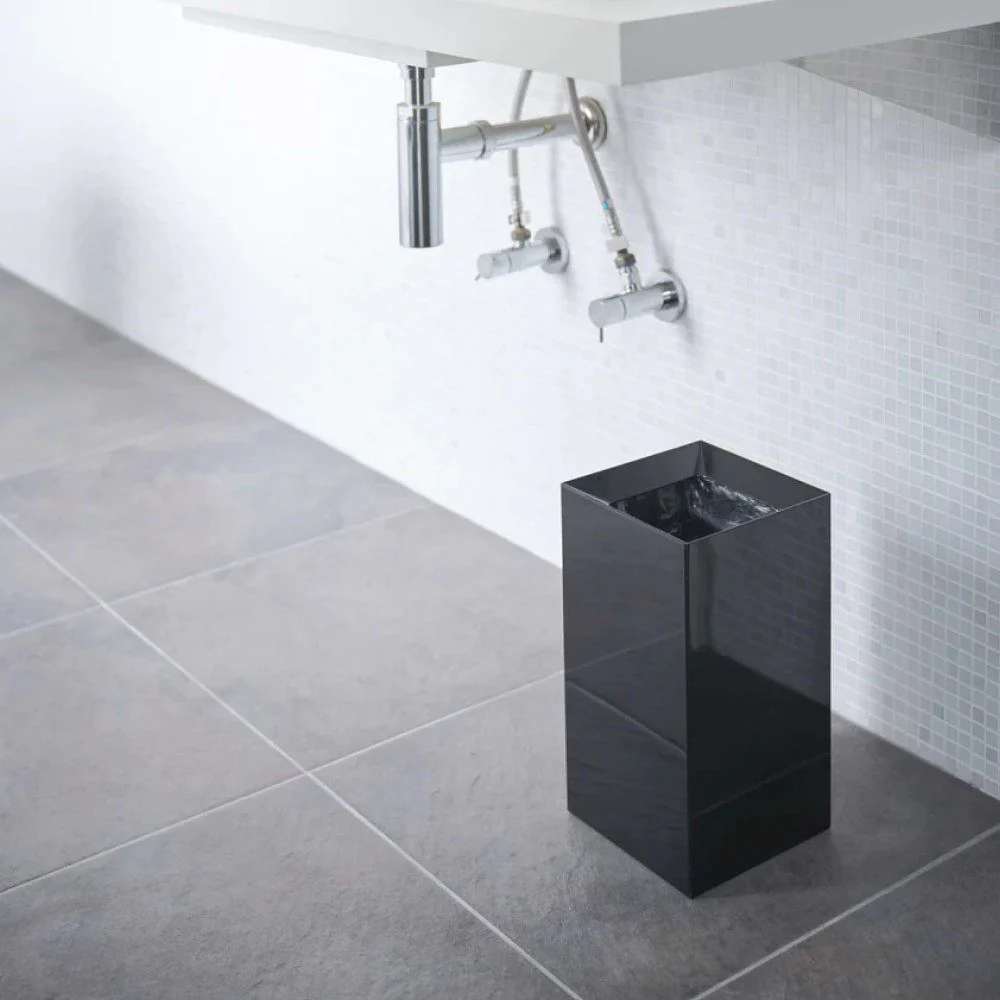 YAMAZAKI Tower Square Trash Can/Rubbish Bin, Black, H33 cm - Image 5