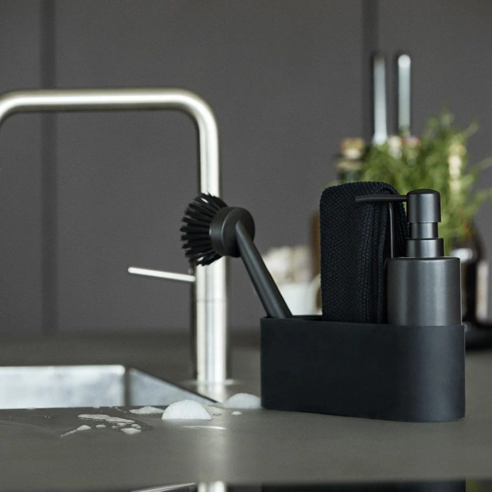 ZONE DENMARK Dishwashing Set with Round Dispenser, Black - Image 3