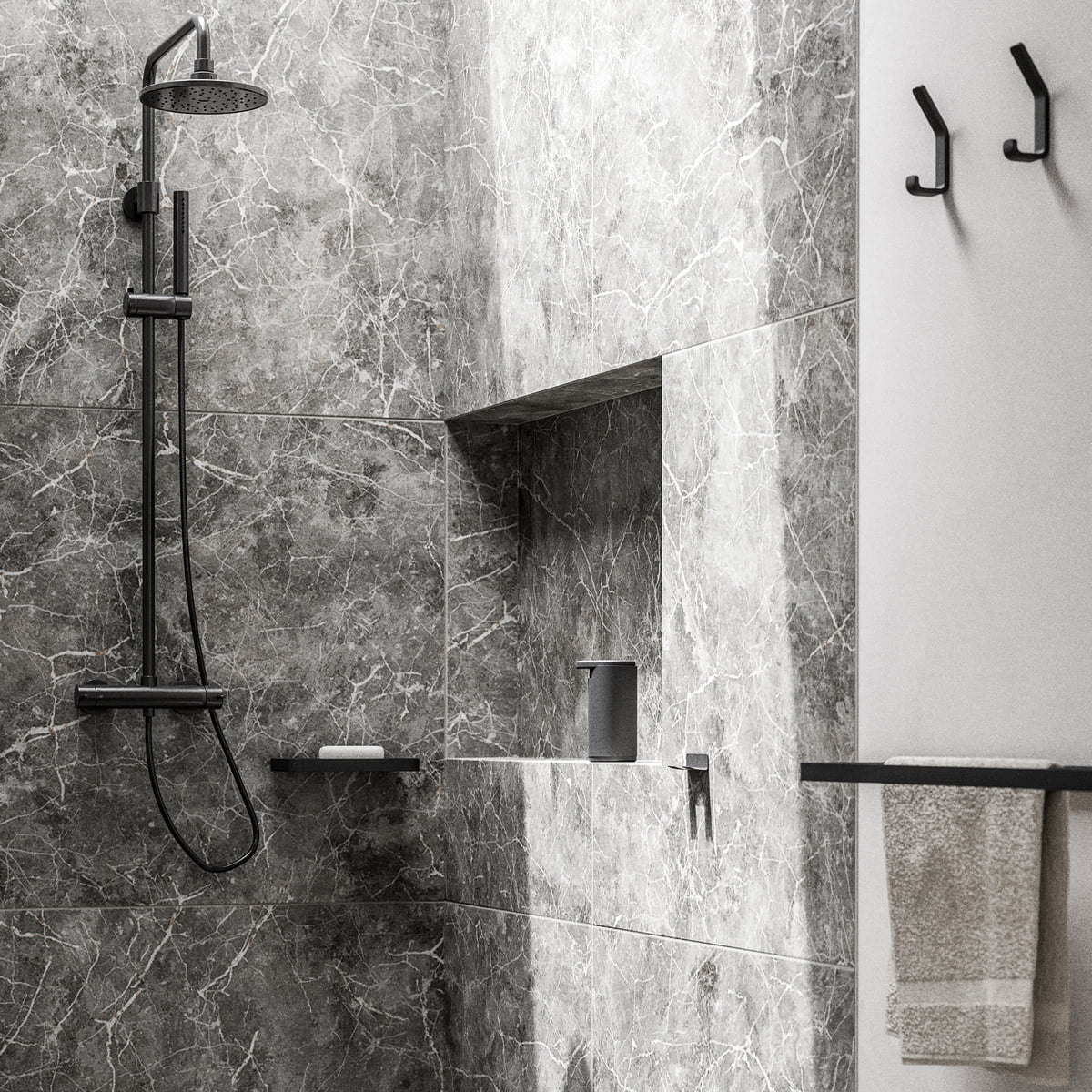 ZONE DENMARK Rim Shower Shelf, D22xW11xH2cm, Black - Image 3