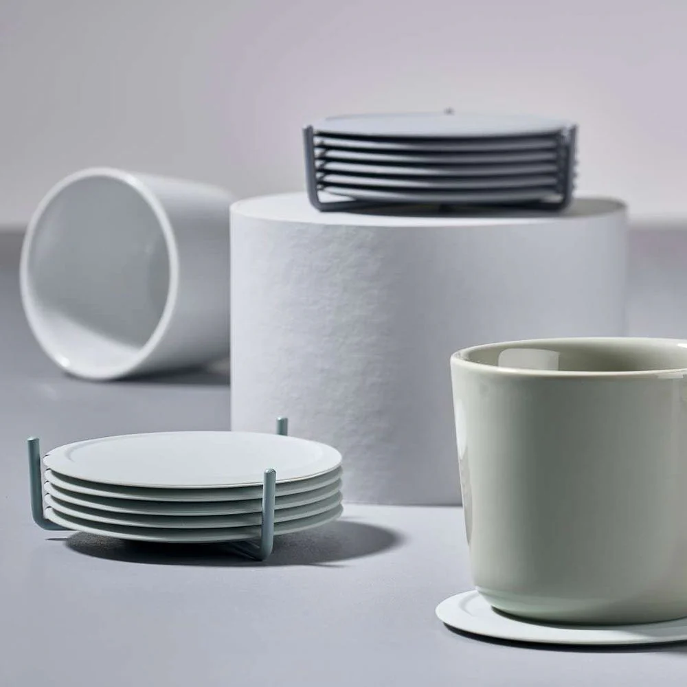 ZONE DENMARK Singles Coasters w/ Holder, Warm Grey (Set of 6) - Image 3