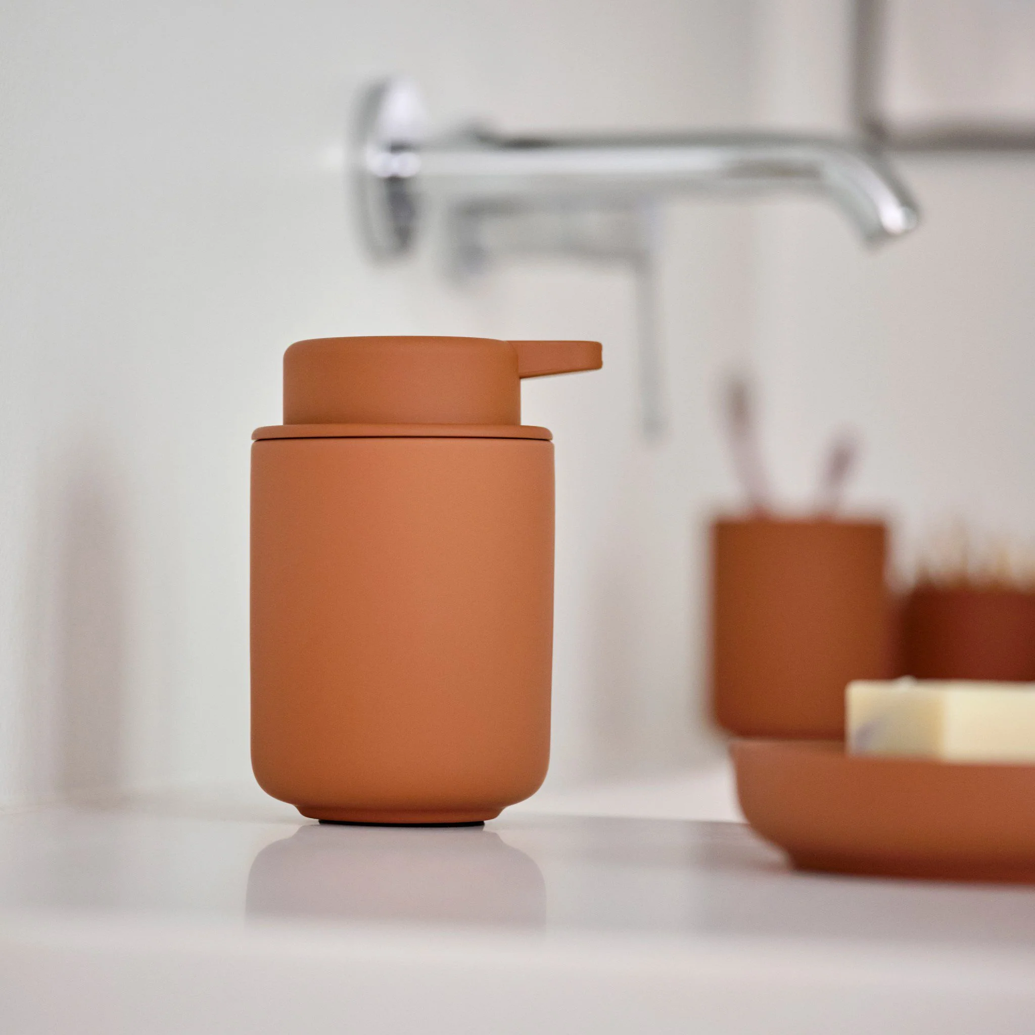 ZONE DENMARK Ume Soap Dispenser 250ml, H12.8cm, Terracotta - Image 2